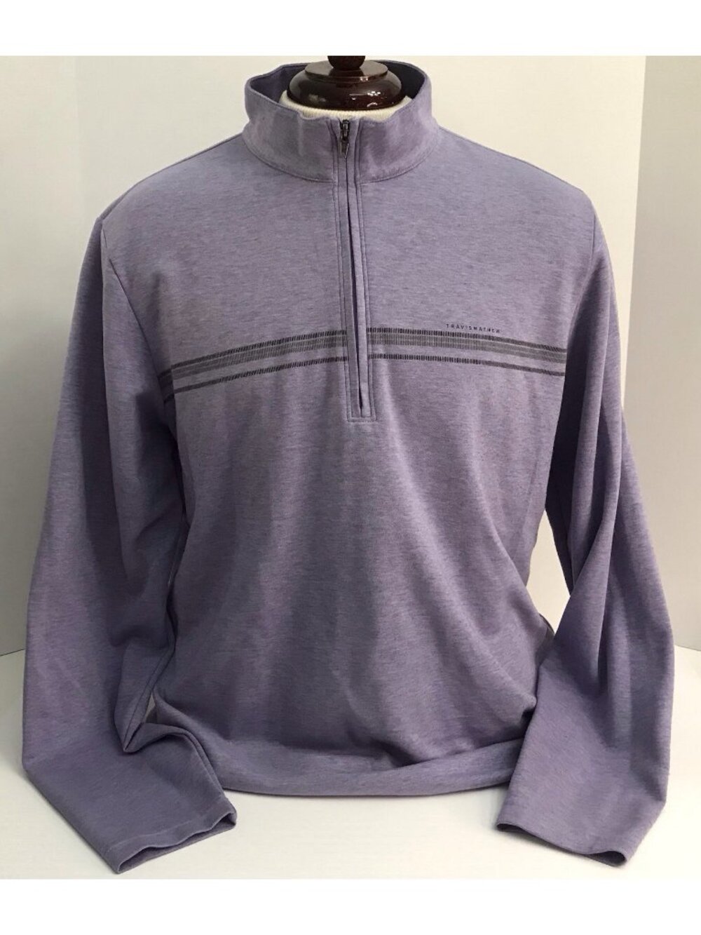 Travis Mathew Shirt Mens Large 1/4 Zip Stretch Golf Performance Purple Stripe